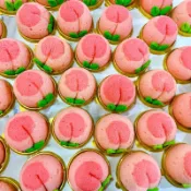 祝壽點心壽桃造型戚風蛋糕/點心宴/神明祝壽/壽桃塔