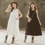 中大童~~~夏款大童女装 女童洋裝大擺背心蛋糕公主裙（A8132))