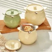 台灣發/貨  ️熱銷陶瓷罐裝豬油耐高溫豬油罐帶蓋油波辣子罐辣椒罐儲油罐子廚房傢用 8520