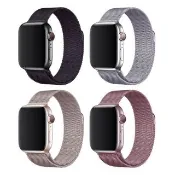 【RedMoon】Apple Watch SE/6/5/4/3/2/1 米蘭不銹鋼磁吸式錶帶 38/40/42/44mm(附水凝膜)