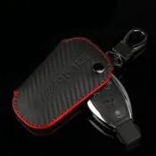 車飾 AMG賓士鑰匙皮套 Benz 碳纖維 仿麂皮 鑰匙包 鑰匙圈 鑰匙皮套 GLA GLC CLA