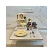 (店+)雙抽拉置物架 咖啡機防塵杯子收納置物架 水杯儲物架 咖啡機伸縮臺面操作臺 馬克杯收納盒  雙層抽屜式工作台 抽拉咖啡機架