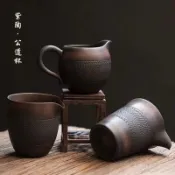 雲南紫陶 公道杯 純手工 功夫坭興陶瓷 分茶器 紫砂 茶海茶具 茶漏 經典古拙造型 紫陶質感 茶席療癒 生活玩家摯愛
