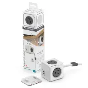 PowerCube 魔術方塊延長線4404(灰色)雙USB4面插座3孔3米  不同插座不打結 過載斷電安全無慮 【正版授權】