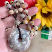 天然珊瑚玉，平安扣 菊花玉、發財玉玉墜 項鍊
