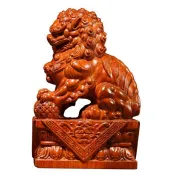 台灣出貨 擺件裝飾 實木獅擺飾 黑檀木雕刻 北京宮門獅公母一對 桌面小擺飾 客廳裝飾品