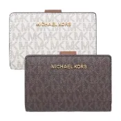 【Michael Kors】Jet set系列mk滿版logo防刮皮革中夾(35F8GTVF2B)