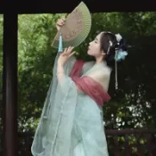 歡樂購物網 絲藝堂小清新6.6寸女扇草綠色折扇舞蹈漢服扇子納涼便攜小扇子