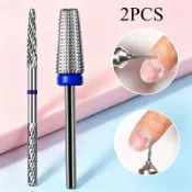 Kit-2PCS 碳化鎢美甲鑽頭組 十字齒直刃尖旋轉磨頭 電動指甲打磨機配件