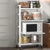 【Easy buy 居家生活】工業風可調整四層抽拉式電器架-43CM兩抽拉(電器收納架 四層架 廚房置物架 隙縫架)