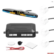 新型停車場後倒車雷達系統,帶 4 個停車傳感器距離檢測 LED 燈距離顯示警告蜂鳴器