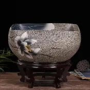 免運 特惠/附發票 魚缸 盆 水缸 景德鎮陶瓷魚缸桌面擺件風水大號養金魚缸烏龜睡蓮荷花盆方形魚缸工廠直銷 店長推薦 售後保障 全館折扣 5s722