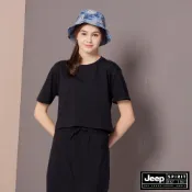 JEEP 女裝 素面隨性風格純棉短袖T恤-黑色