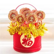 (店+)媽祖麥芽餅 小禮籃10支入 天上聖母拜拜祝壽 祈福平安餅 扎絲簡版 拜拜必備 g4305