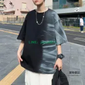 夏季扎染短袖T恤男潮流百搭七分袖寬版上衣男士服飾【聚物優品】