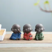 全球選品1館 生活百貨 紫砂三不小和尚可養茶寵茶道茶盤配件小沙彌花器水培擺件萌趣文玩