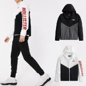 【HOLLISTER Co】HCO 海鷗 文字運動防風防潑水連帽風衣外套-多色選 上衣(舒適百搭/平輸品)
