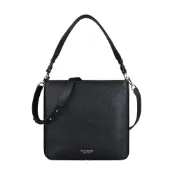Kate Spade HUDSON HOBO金字LOGO荔枝紋牛皮拉鍊肩背斜背包(大/黑)