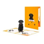 Paper Play 萬用卡片-3D立體黑色拉布拉多小狗造型卡片 感恩卡 生日卡 祝賀卡(3D卡片 立體卡片)