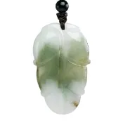 【漢石齋】天然翡翠A貨 一葉致富玉珮吊墜 細糯種飄花(27*43*6mm)