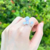 天然翡翠 緬甸 A玉 玉鐲 • 18k白金紫羅蘭繽紛汽球鑽石戒指