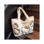 (店+)欣欣精選 HelloKitty貓帆布包大容量手提袋2025新款卡通學生通勤單肩托特包