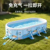 🛒臺灣出貨🛒別墅庭院大型支架兒童便宜游泳池 加厚耐磨農村免充氣小孩摺疊水池