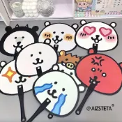 🌸Night🌸同款自嘲熊手持扇可愛卡通扇子搞怪表情包便攜小扇子夏天清涼