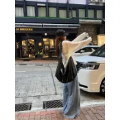 【藏包閣】新款鬆弛感大容量黑色餃子包女復古高級感休閒通勤單肩斜挎包大包