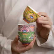 全球選品1館 生活百貨 琺琅彩聞香杯陶瓷主人杯品茗杯茶杯宮廷風喝茶單杯茶具萬花功夫批
