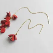 【花草集】一串紅 皮革花 耳線耳環/耳夾