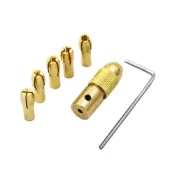 (店+)豪划算  7pc 微型電鑽夾頭組 小電鑽 鑽頭夾頭 微型夾頭 配件組合 多功能 銅色 夾頭