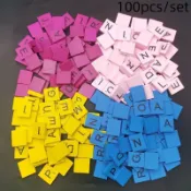 100 件/套 DIY 木製遊戲英文字母拼圖棋盤遊戲互動智力教育