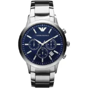 Emporio Armani Classic 王者時尚家三眼計時腕錶 送禮首選-藍x銀/43mm AR2448 學生錶