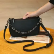 米蘭精品 【巴黎精品】現貨+預購 真牛皮側背包真皮革單肩背包托特包手提包隨身女包包-牛皮單肩鍊條餃子包6色a1gb11