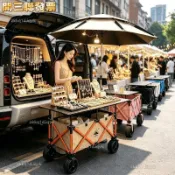 （限時特惠📢免運含稅）戶外聚攏款擺攤車可升降可躺營地手推車夜市專用擺攤車露營釣魚車