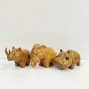 滿屋妍選 新品上市!!精選 肖楠 木雕 精雕 非洲三寶 大象 犀牛 河馬 動物雕 栩栩如生 文玩雕刻 桌面藝術 裝飾擺件 0907