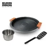 【瑞康屋Kuhn Rikon】瑞康屋節能多工煎烤盤石墨黑贈可導磁小鋼杯450ML+瑞士平煎鏟不沾有縫
