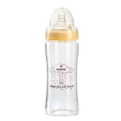 黃色小鴨寬口徑玻璃奶瓶280CC 黃色小鴨寬口玻璃奶瓶(附S號圓孔奶嘴 新生兒適用) 83464