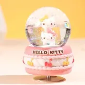 【JARLL 讚爾藝術】Hello Kitty凱蒂貓馬卡龍水晶球音樂盒(官方授權)