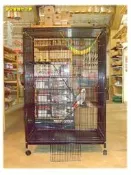 ==臻品寵物鳥園==黑色加高前雙開3層大寵物籠/鳥籠/庭院籠.鐵線加粗.附層板樓梯吊床底盤輪子.貂鸚鵡鳥禽果子狸兔兔龍貓.45008244
