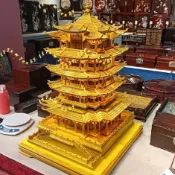 優選金絲楠木黃鶴樓雕刻紀念品國風家具祈福擺件黃鶴樓工藝品（廠商直發咨詢運）