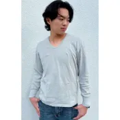 (店+)宜而爽灰色U領長袖內衣 三槍牌