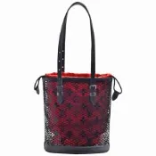 LV M20352 BUCKET系列鏤空Monogram花紋漆面牛皮手提/肩背包(黑/紅色)