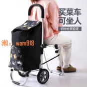 時悅商行 【台灣公司】買菜小拉車可坐人大容量折疊購物車超市爬樓小推車老人輕便拉桿車