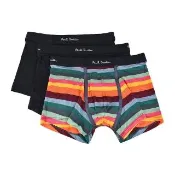 【Paul Smith】PAUL SMITH字母草寫LOGO黑/條紋組合棉質低腰內褲三件裝(男款/黑x彩色條紋)