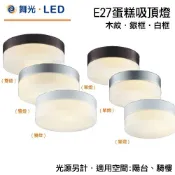 舞光 吸頂燈 蛋糕燈 E27燈頭 單燈款/雙燈款 木紋、白框、銀框 白玉玻璃燈罩 陽台梯間燈 小套房推薦