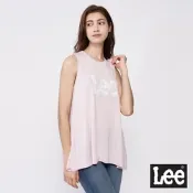 Lee 女款 蕾絲Logo傘狀下擺無袖背心 粉紅