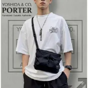 Porter Yoshida & Co. 日版 防潑水隨身側背包 / 經典軍事風 / 亮橘內裡 / 輕量尼龍包