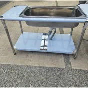 全新客制白鐵工作台4尺×2尺×高80+崁入93×50水槽加水槽